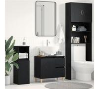 vidaXL Meuble lavabo Noir chêne 65 x 33 x 60 cm Bois d'ingénierie