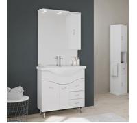 MEUBLE-LAVABO SALLE DE BAINS 86 CM, MIROIR-ARMOIRE COULEUR BLANC