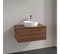 Meuble-lavabo Villeroy & Boch Antao L19152HM avec éclairage, 2 tiroirs, 800 x 360 x 500 mm, façade texturée, finition Noyer Chaud / Noyer Chaud