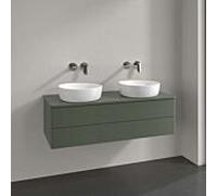 Meuble-lavabo Villeroy & Boch Antao L24150HL avec éclairage, 2 tiroirs, 1200 x 360 x 500 mm, façade texturée, laque mate Vert Feuille / Laque mate Vert Feuille