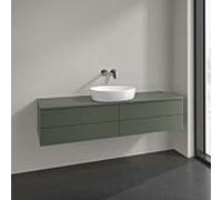 Meuble-lavabo Villeroy & Boch Antao L25150HL avec éclairage, 4 tiroirs, 1600 x 360 x 500 mm, façade texturée, laque mate Vert Feuille / Laque mate Vert Feuille