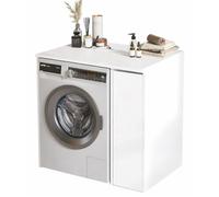 Meuble lave-linge - ACTUAL DIFFUSION - 1 porte 3 niches - Blanc - Sur roulettes - L93.5xP60xH88.3 cm
