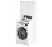 Meuble lave-linge - ACTUAL DIFFUSION - 2 portes 3 niches - Blanc - 64.8x61.8x181 cm - Espace lave-linge L61xH91xP60