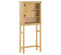 Meuble lave-linge salle de bain couronne pin massif 69 x 29 x 164,5 cm | Bois de pin massif, finition cirée, 1 porte, 3 casiers, fixation murale incluse