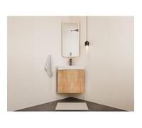 Meuble lave-main d'angle suspendu naturel clair - 56 cm - MANODO