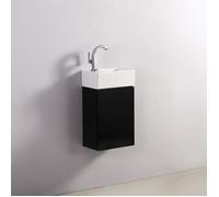 Meuble Lave main - Rue du Bain - Dark - 30x18 cm - Bois - Panneaux de particules - Brillant