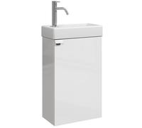 Meuble Lave-mains Apollo Blanc brillant 40x22 cm Meuble de rangement Meuble d'évier