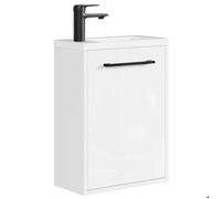 Meuble Lave-mains Florence 40 x 22 cm - Blanc brillant - Meuble sous vasque avec fermeture douce