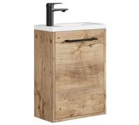 Meuble Lave-mains Florence 40 x 22 cm - Chêne Châtaignier - Meuble sous vasque avec fermeture douce