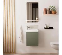 Meuble lave-mains LISA + robinet chromé + miroir rectangulaire