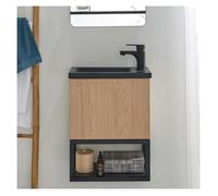 Meuble lave-mains NOVA suspendu métal et bois avec vasque en résine 40x50cm