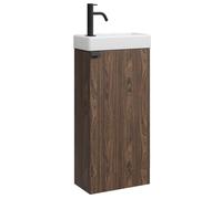 Meuble Lave-mains Orion 40 x 22 cm - Brun noyer - Meuble lavabo avec vasque