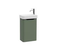 Meuble lave mains Sento Round vert avec plan vasque céramique 45 cm