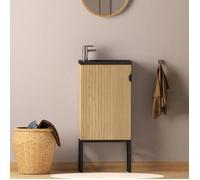 Meuble lave-mains sur pieds décor chêne STUDIO