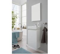 Meuble lave mains + vasque + miroir - Décor Blanc - L40 x P22 x H68 cm - TRENDTEAM