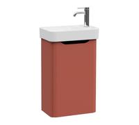 Meuble lave mains Sento Round terracotta avec plan vasque céramique 45 cm