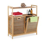 Relaxdays Meuble à Linge, 2 bacs basculants, Volume de Chaque bac : 40 litres, H x L x P : 95 x 88 x 33 cm, Nature