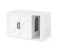 Meuble Litière Pour Chat, Entrée Par Devant, Blanc Nuage