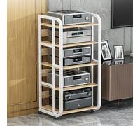 Meuble Ma Sto moderne à 5 niveaux - Support AV pour tourne-disque et support Ste Equint Slish Blanc pour divertissement à domicile