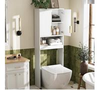 Meuble Machine à Laver ALIGHTUP - Armoire de Rangement pour WC/Buanderie - 60,5x25x173 cm - Blanc