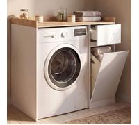IDMarket - Meuble Machine à Laver | avec tiroir et panier à linge intégré