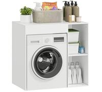 Meuble machine à laver et sèche-linge - HOMCOM - 2 compartiments ouverts - panneau de particules - 96 x 60 x 90,5 cm - blanc