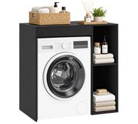HOMCOM Meuble Machine à Laver 2 Compartiments Ouverts 96x60x90,5cm Noir | Armoire Machine a Laver et Sèche-Linge, Large Plateau, Meuble de Salle de Bain et Buanderie
