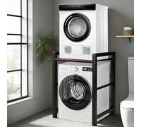 Meuble Machine à Laver et Seche Linge, Superposition Lave Linge Seche Linge, Étagère Machine à laver, 3 Hauteurs Réglables, Capacité Charge 350kg, Buanderie Salon Salle De Bain