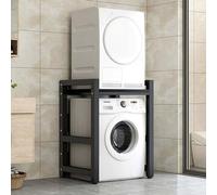 Meuble Machine à Laver Meuble de Rangement Machine à Laver avec 3 Hauteurs Réglables Kit de Superposition Universel Meuble Machine à Laver Capacité de Charge de 400kg (Gris Foncé, Cadre Noir)