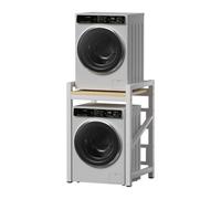 Meuble Machine à Laver Réglables, Meuble Machine à Laver et Seche Linge, Meuble de Rangement Machine a Laver en Acier et Bois Massif, Capacité de Charge 300kg, 73x63x105cm