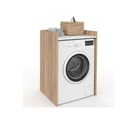 IDMARKET Meuble armoire pour machine à laver ou sèche linge WALLIS bois façon hêtre et blanc