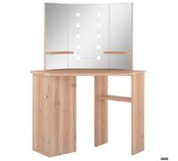 Meuble maquillage - vidaXL - CHIC - Coiffeuse d'angle avec LED - Chêne 111x54x141 5 cm@EUxpr47h