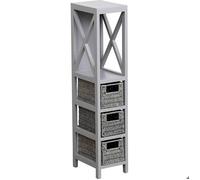 MEUBLE MDF GRIS 1 ETAGERE + 3 PANIERS PAPIER TRESSES - GRIS - Tendance