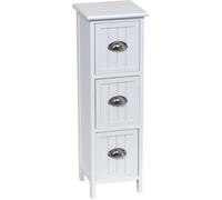 Meuble Mdf/paulownia 3 Tiroirs Avec Poignee - Blanc - TENDANCE