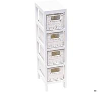 Meuble Mdf/paulownia Blanc 4 Paniers Papier Tresses - Blanc - TENDANCE