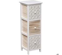 MEUBLE MDF/PAULOWNIA PM 3 TIROIRS AVEC POIGNEES BOIS - BLANC/NATUREL GRAVE BLANC - Tendance