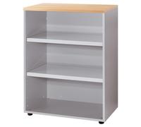 Meuble mi-hauteur Actual sans portes - H.102 x L.80 x P.47 cm - Corps Aluminium - Top Chêne