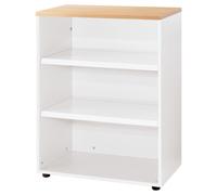 Meuble mi-hauteur Actual sans portes - H.102 x L.80 x P.47 cm - Corps Blanc - Top Chêne