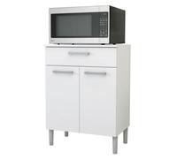 Meuble Micro-Onde - DIAMANTE - Blanc - 2 Portes - 1 Tiroir - L 61.5 x l 38.8 x H 83.5 cm