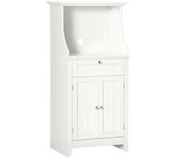 HomCom Meuble micro-ondes armoire pour cuisine - tiroir, 2 portes, niche - MDF blanc 60x40x122,5 cm