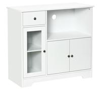 HomCom – Meuble micro-ondes buffet cuisine armoire rangement verre trempé bois 90x40x82 cm – blanc
