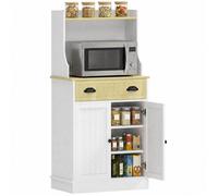 HOMCOM Meuble Micro-Ondes Étagère 3 Niveaux 61x35x125,4 cm Blanc et Chêne