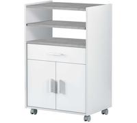 Meuble micro-ondes TIDY - Blanc artik béton - 2 Portes + 1 Tiroir - L92 x H59 x P40 cm
