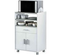 meuble micro-ondes tidy - décor blanc artik béton - 2 portes + 1 tiroir - l92 x h59 x p40 cm Blanc G