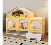 Meuble moderne pour chien de 71 cm avec tiroir, convient aux chenils intérieurs avec espace de toilette séparé, conçu pour les petites races de chiens (taille M : 106 x 46 x 87 cm)