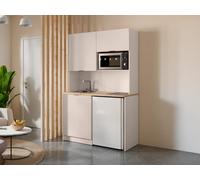 Meuble multifonction kitchenette et buanderie - Avec plan de travail 120 cm - Beige et naturel - CARMEO