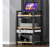 Meuble multimédia à 3 niveaux avec roulettes, étagères audio-vidéo réglables, console multimédia, support pour imprimante pour la maison, le bureau ou la salle de cinéma.(C,52.5x40x65cm)