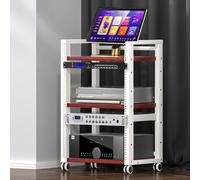 Meuble multimédia à 3 niveaux avec roulettes, étagères audio-vidéo réglables, console multimédia, support pour imprimante pour la maison, le bureau ou la salle de cinéma.(B,52.5x40x65cm)