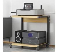 Meuble multimédia AV à 2 Niveaux avec roulettes, étagère Audio-vidéo pour téléviseurs, DVD, CD et Consoles de Jeux, Support de Divertissement, 50,8 x 40,6 x 61 cm - Meuble de Rangement Audio