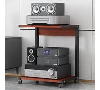 Meuble multimédia AV à 2 niveaux avec roulettes, tour de rangement audio/vidéo pour TV, DVD, CD et consoles de jeux, étagère de divertissement, meuble stéréo moderne, 50,8 x 40,6 x 61 cm - S